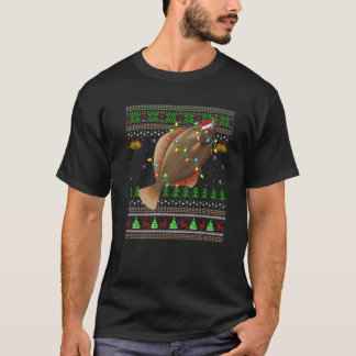 Uggig sötare Julafton Ljus Santa Hat Flounder Fish T Shirt