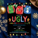 Uggig sötare julpjäs i Party-pjäs Inbjudningar<br><div class="desc">God och ljus julfest,  med fula svettningar och färgade ljus.  Anpassa den i dag med information om party,  tryck helt enkelt på anpassningsknappen för att ytterligare ordna om och formatera stil och placera texten.  (c) Lycklig Cat Studio.</div>