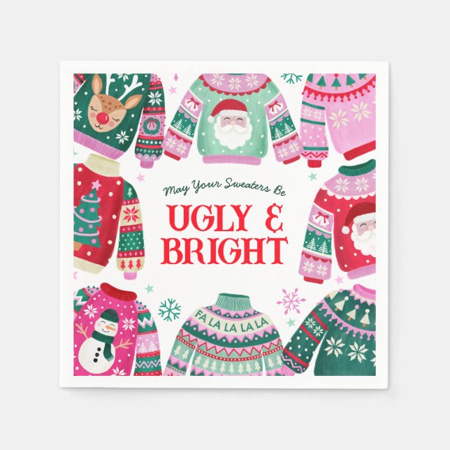 Uggig sötare med tomten, renjul pappersservett (Framsidan)