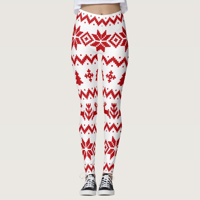 Uggig sötare mönster jul leggings (Framsida)