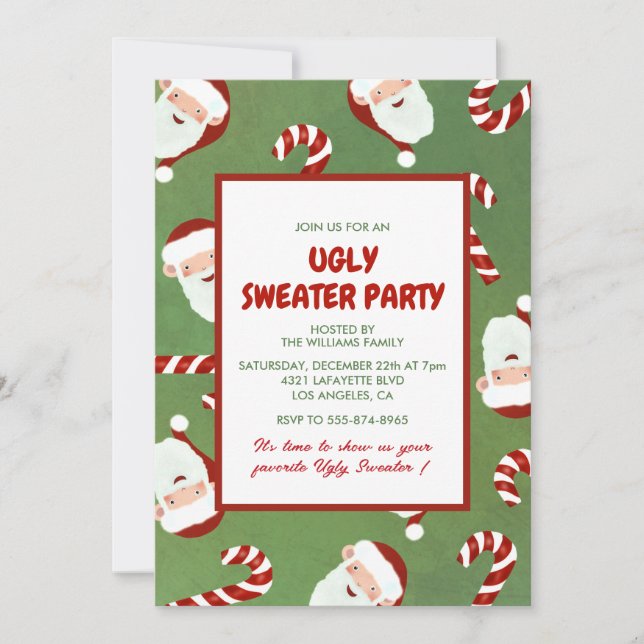 Uggig sötare party inbjudan Cute Santa Barley Suga (Framsida)