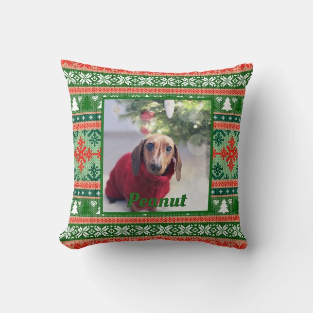 Uggig sötare Pet Foto jul Sticka Kudde (Framsida)