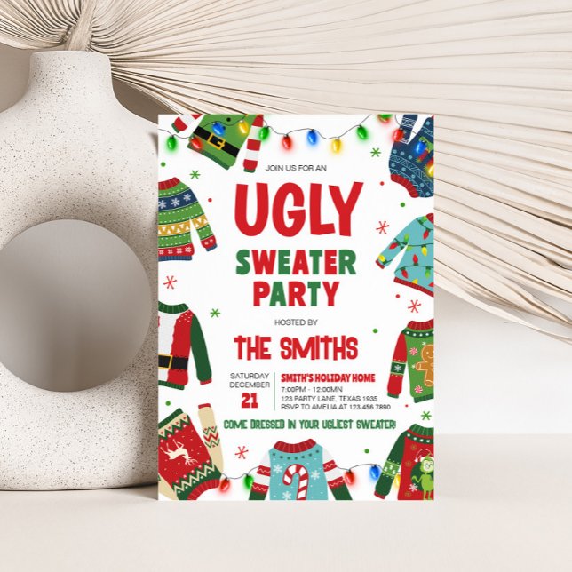 Uggig sötare Roligt jul Party Inbjudningar (Ugly Sweater Christmas Party Invitation)