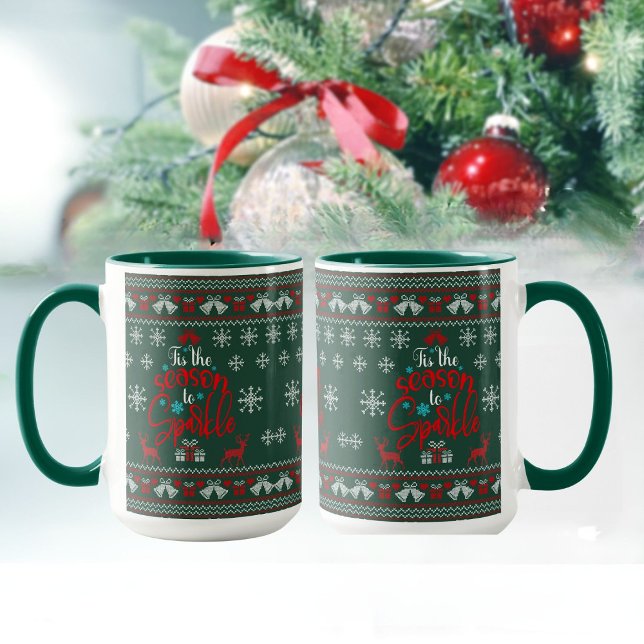 Uggig sötare - säsong till Gnistra Grönt Kaffe Mugg (Tis the season to sparkle Christmas mug - GiftsHub collection)