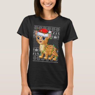 Uggig sötare Stil Julafton Ljus Santa Bobcat Krist T Shirt