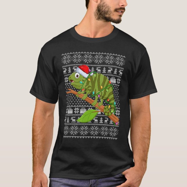 Uggig sötare Stil Julafton Ljus Santa Iguana Krist T Shirt (Framsida)