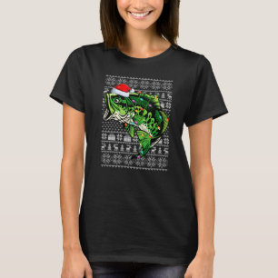 Uggig sötare Stil Julafton Ljus stripe Bass Fish C T Shirt