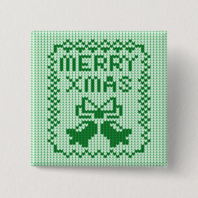 Uggig svettare mönster jingle klockor och God jul  Knapp (Framsida)