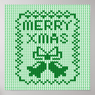 Uggig svettare mönster jingle klockor och God jul Poster