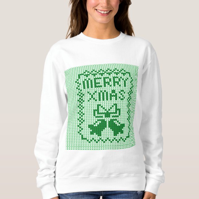 Uggig svettare mönster jingle klockor och God jul  T Shirt (Framsida)