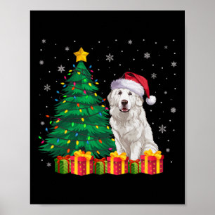 Uggig Underbar Pyrenéerna Santa Hat jul-Hund Ljus Poster