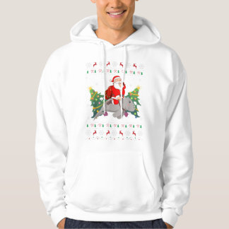 Uggiga Manatee Julafton Gift Santa Riding Man Hoodie