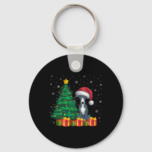 Uggiskt italienskt Greyhound Santa Hat-jul Ljus Nyckelring