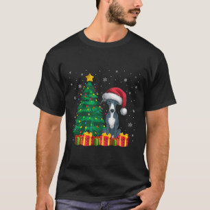 Uggiskt italienskt Greyhound Santa Hat-jul Ljus T Shirt