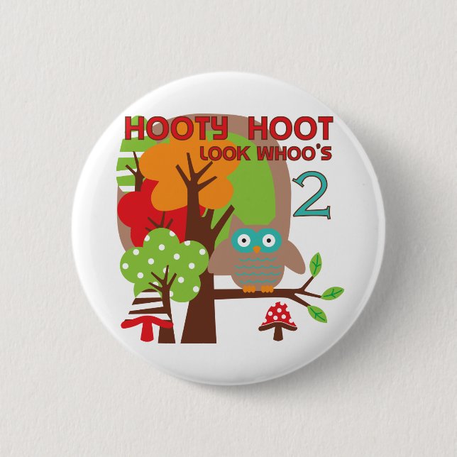 Uggla 2:a födelsedagen T-shirts och gåvor Knapp (Framsida)