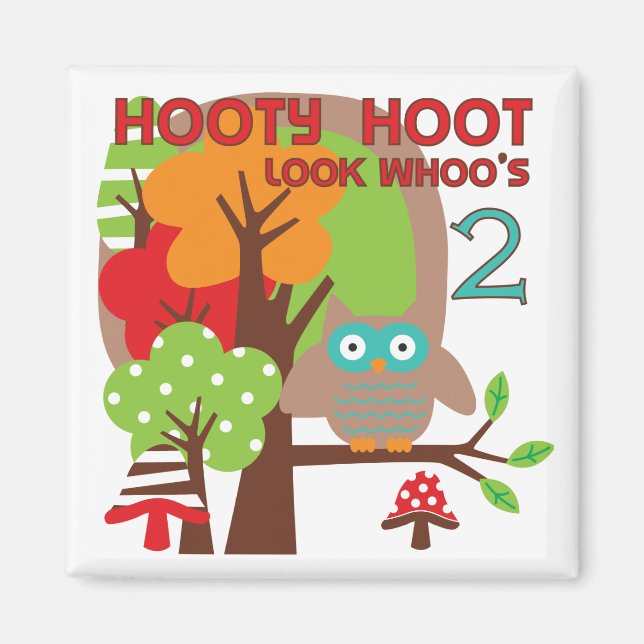 Uggla 2:a födelsedagen T-shirts och gåvor Magnet (Framsidan)