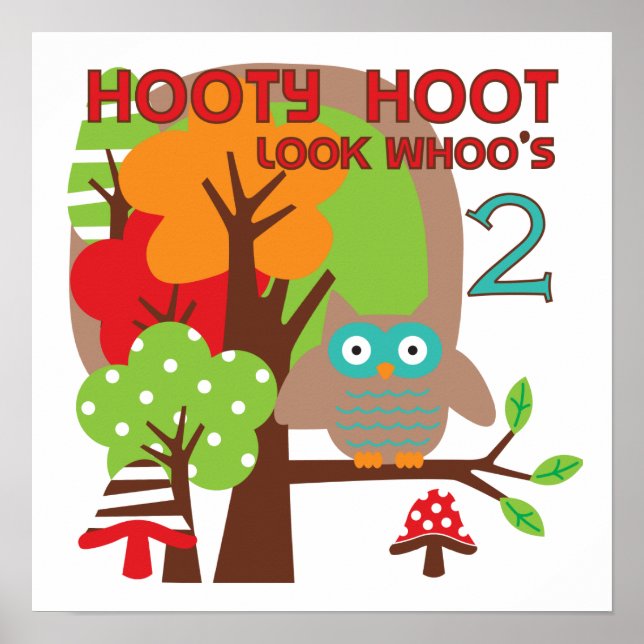 Uggla 2:a födelsedagen T-shirts och gåvor Poster (Framsidan)