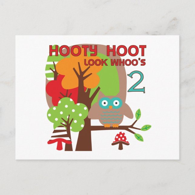 Uggla 2:a födelsedagen T-shirts och gåvor Vykort (Framsida)