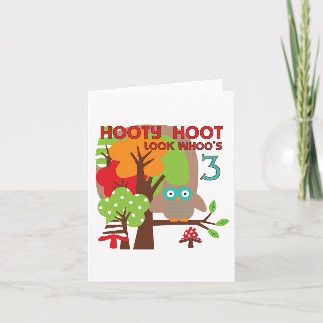 Uggla 3:e födelsedag T-shirts och gåvor Kort (Framsida)