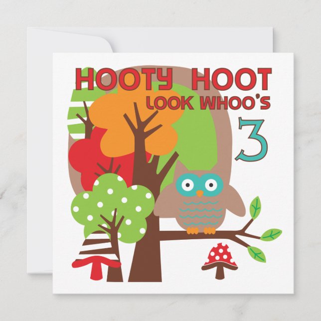 Uggla 3:e födelsedag T-shirts och gåvor Kort (Framsida)