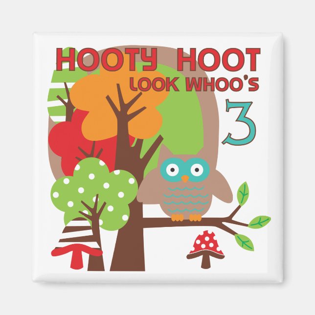 Uggla 3:e födelsedag T-shirts och gåvor Magnet (Framsidan)