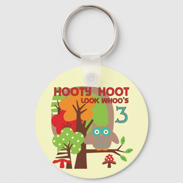 Uggla 3:e födelsedag T-shirts och gåvor Nyckelring (Framsida)