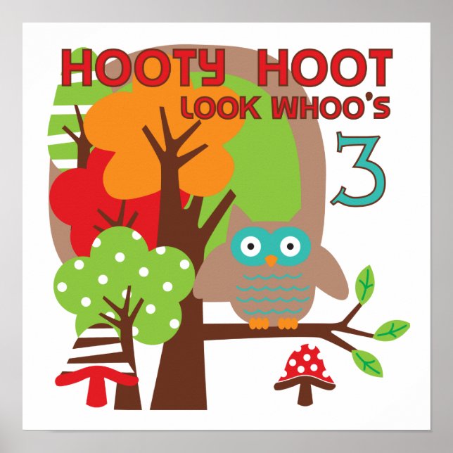 Uggla 3:e födelsedag T-shirts och gåvor Poster (Framsidan)