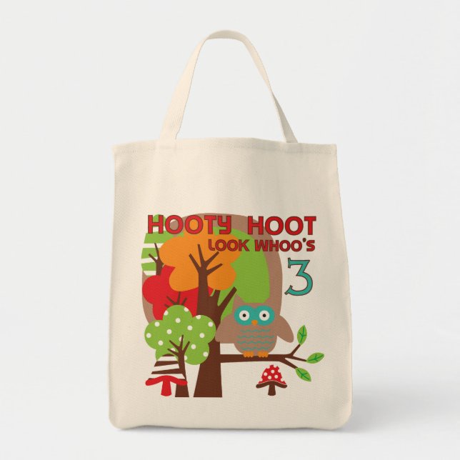 Uggla 3:e födelsedag T-shirts och gåvor Tygkasse (Framsidan)