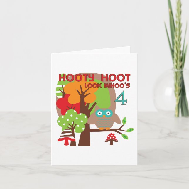 Uggla 4e födelsedagen T-skjortor och presenter Kort (Framsida)