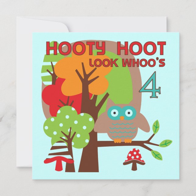 Uggla 4e födelsedagen T-skjortor och presenter Kort (Framsida)