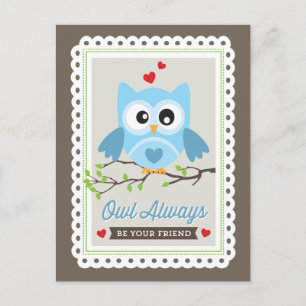 Uggla Alltid! av Origami Prints Valentine-vykort Helg Vykort