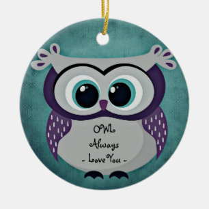 Uggla Alltid Kärlek Du Lila Uggla Ornamet Round Julgransprydnad Keramik