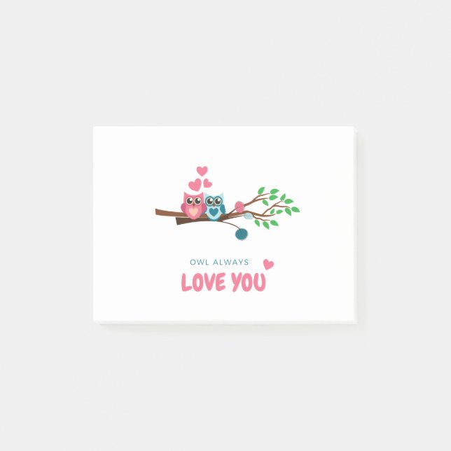 uggla alltid kärlek du post-it block (Framsida)