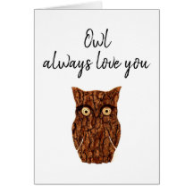 Uggla alltid kärlek du romantiskt, rustiskt trä