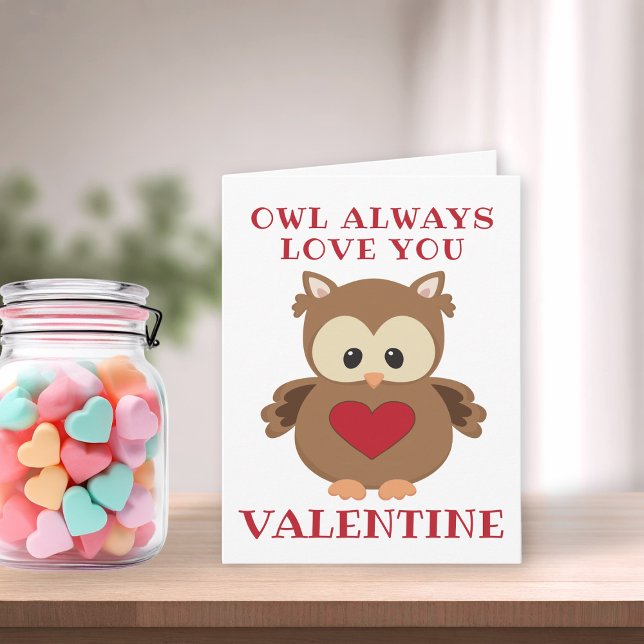 Uggla Alltid Kärlek du, Valentine Helgkort (Owl Always Love You, Valentine Holiday Card)