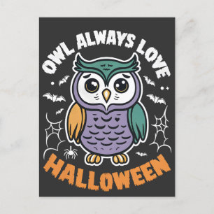 Uggla Alltid kärlek Halloween Funny Spooky Bird Vykort