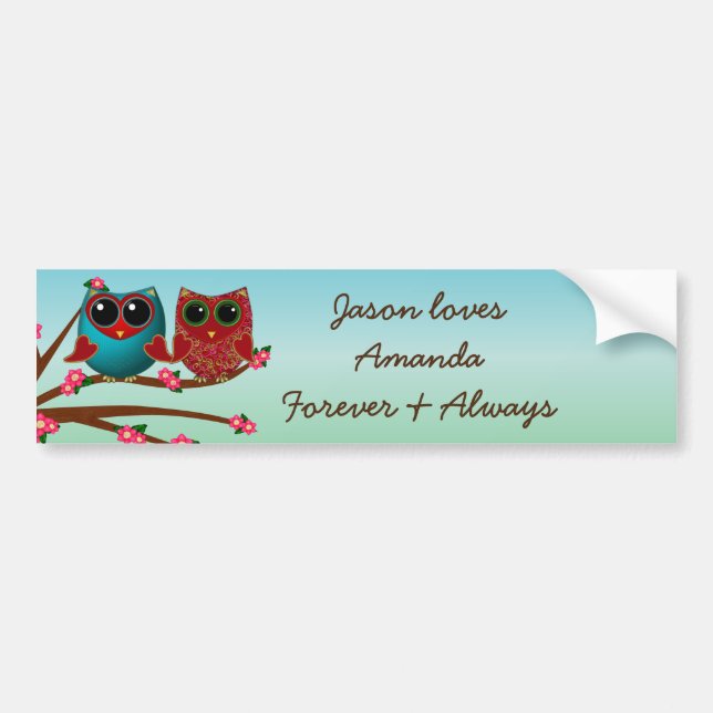 Uggla älskar dig-Bumper-fästare Bildekal (Framsidan)