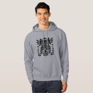 Uggla Älskare Rustic Woodlands Black White Bohemia Hoodie
