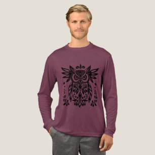 Uggla Älskare Rustic Woodlands Black White Bohemia T Shirt