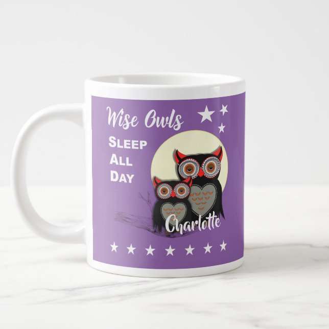 Uggla Älskare Toppen Cute Funny Personlig Jumbo Mugg (Vänster)