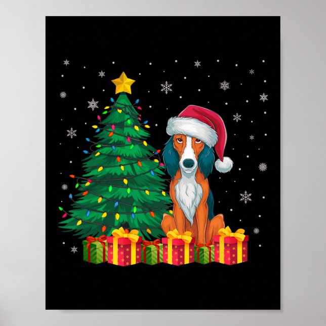 Uggla American Foxhound Santa Hat jul Ljus Poster (Framsidan)