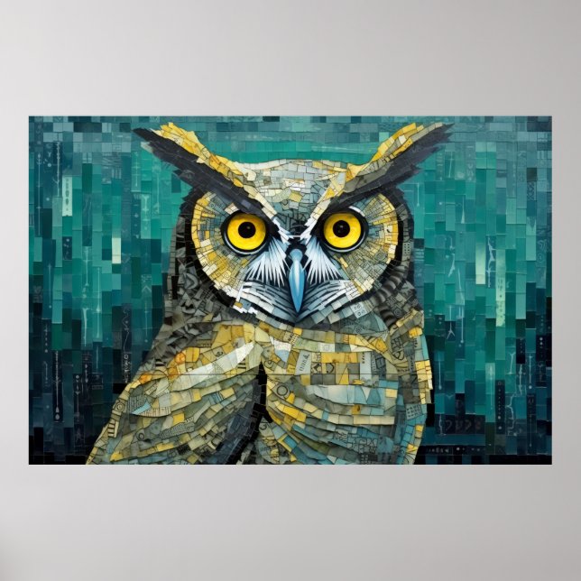 Uggla Animal Bird Art Decor Paint Mosaic Poster (Framsidan)
