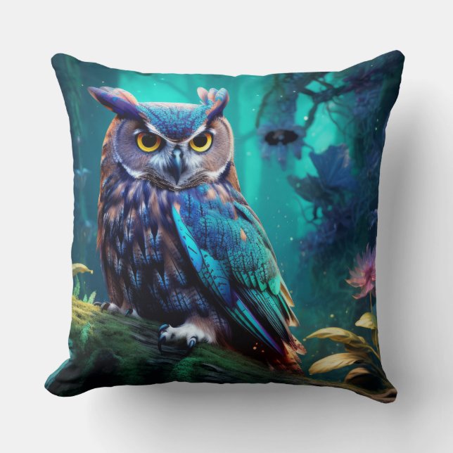 Uggla Animal Bird Wilderness Colorful Art Kudde (Framsida)