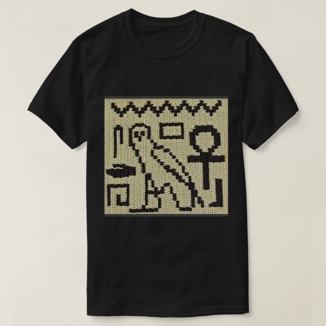 Uggla Ankh Hieroglyph Natural Artisan Crochet Prin T Shirt (Design framsida)