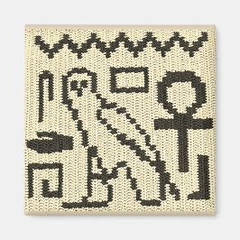Uggla Ankh Natural Hieroglyph Crochet Skriv ut på Magnet