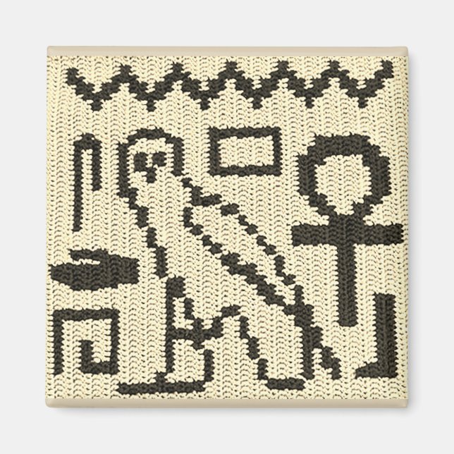 Uggla Ankh Natural Hieroglyph Crochet Skriv ut på Magnet (Framsidan)