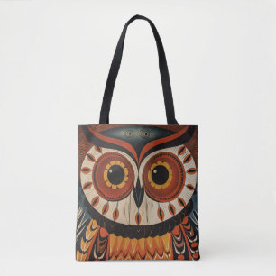 Uggla Ansikte Ethnic Art Tote Bag Tygkasse