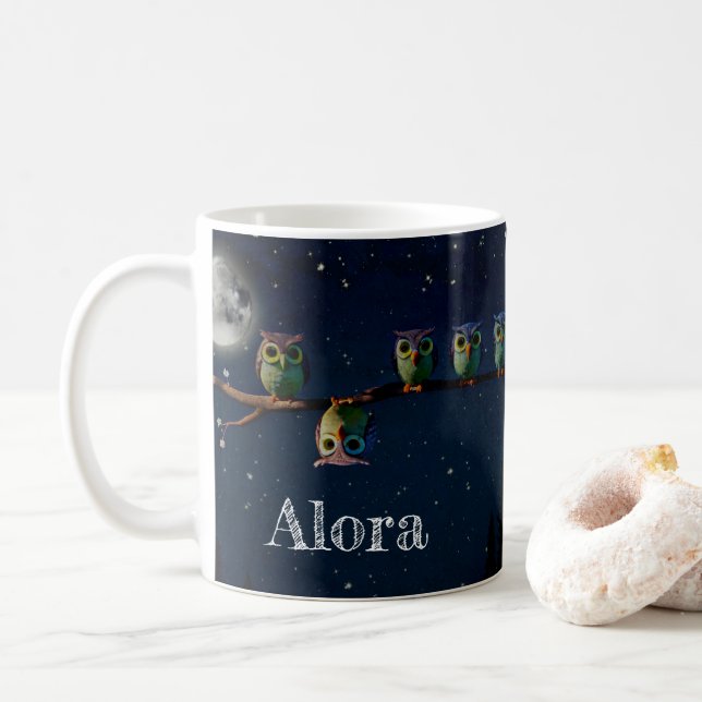Uggla är annorlunda med unik offertkollage kaffemugg (Med munk)