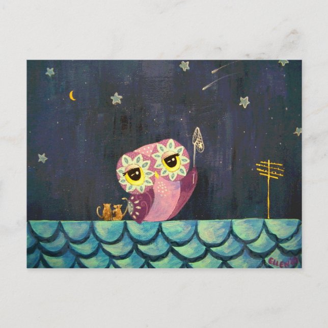 Uggla Art - Fångst A Falling Star Vykort (Framsida)