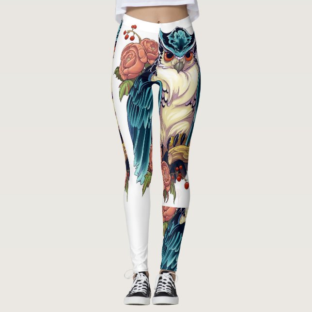Uggla Art Tattoo Design Dam Leggings (Framsida)